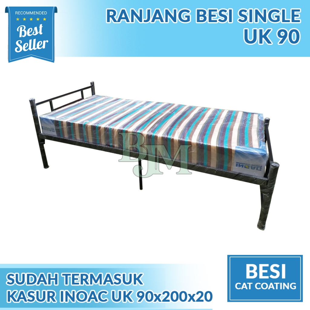 Ranjang Besi single 90 + kasur inoac tebal 20
