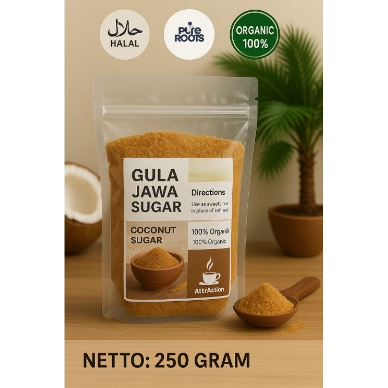 Gula Kelapa Bubuk / Coconut Brown Sugar 100 % Organic Premium Ready For Export  Netto250Gr