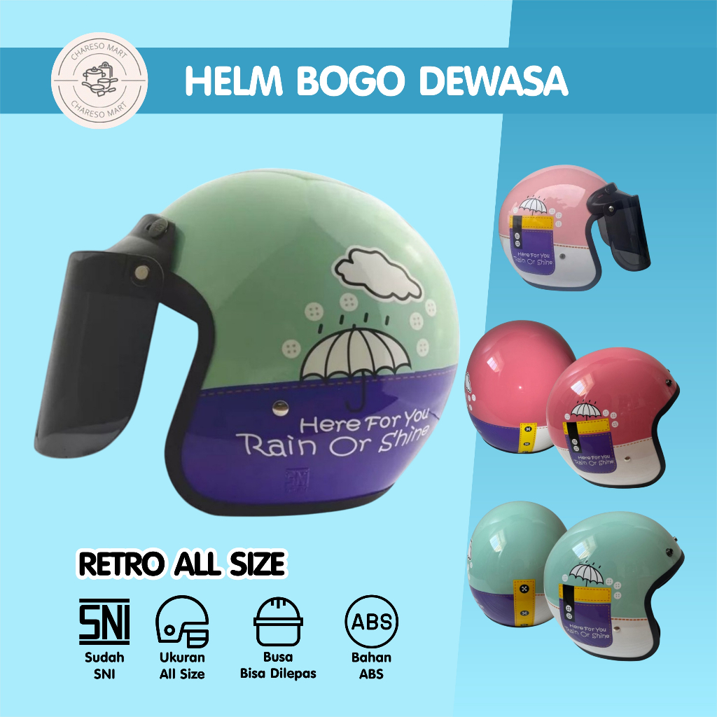BOGO Helm Classic Dewasa ORI SNI - Retro, All Size, Pria & Wanita