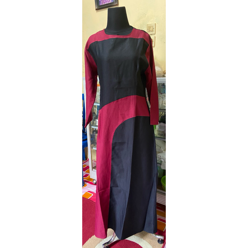 gamis hitam maroon pl