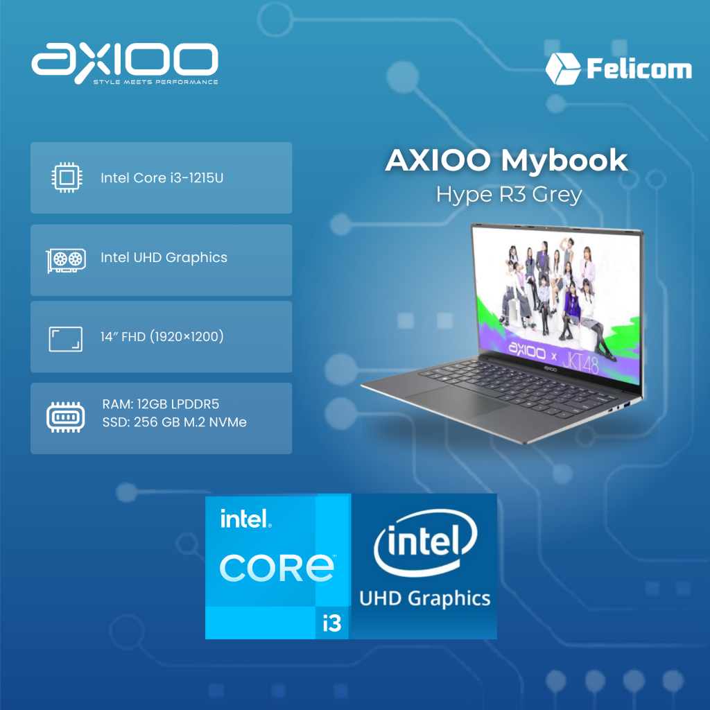Laptop AXIOO Mybook Hype R3 Grey Garansi Resmi