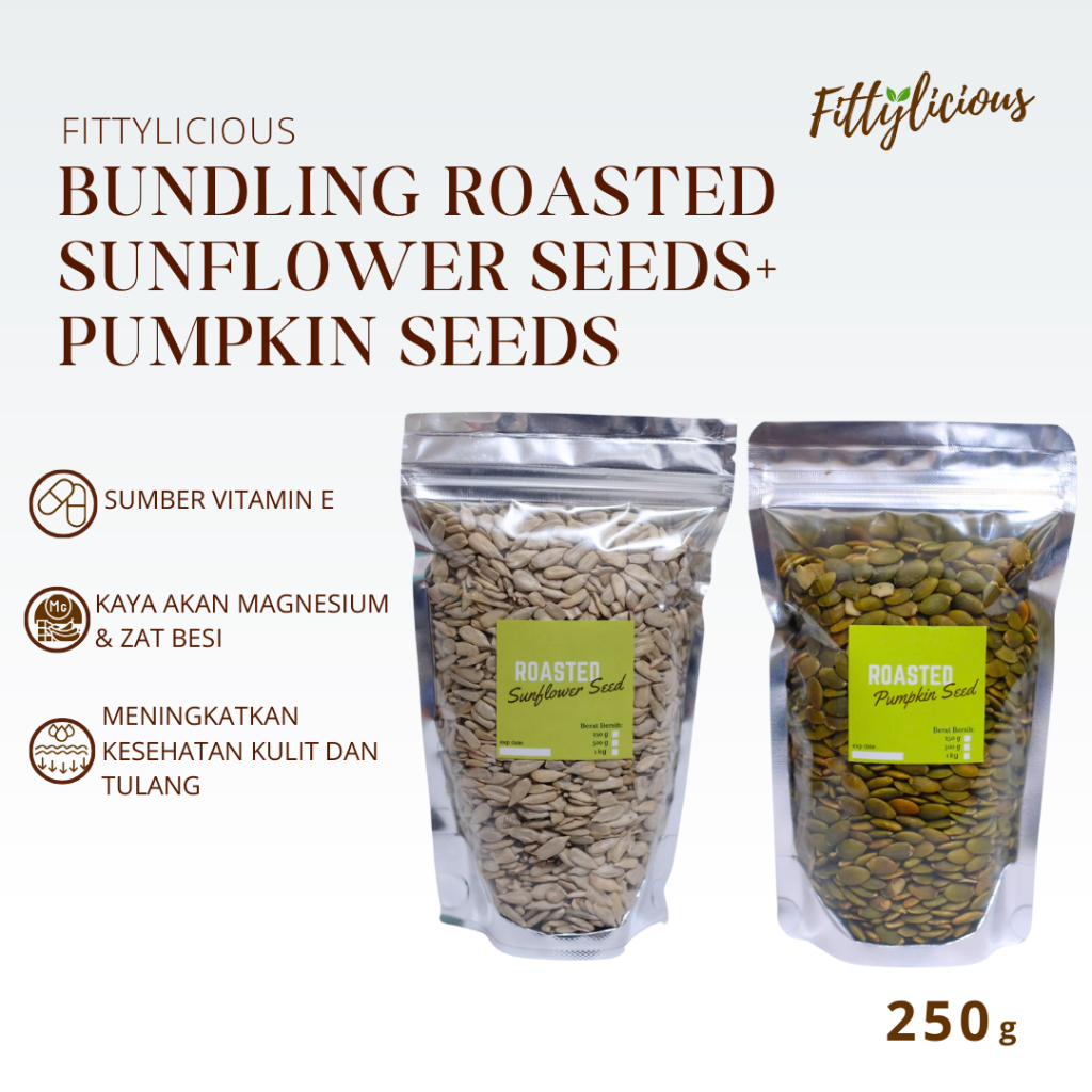 

Bundling Pumpkin Seed + Sunflower Seed 250gr / Paket Combo Biji Labu + Biji Kuaci Panggang 250gr