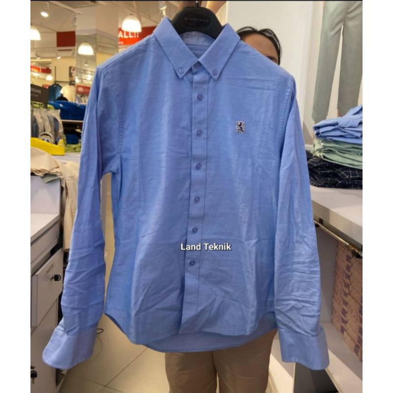 kemeja lengan panjang pria Lt.Blue giordano original