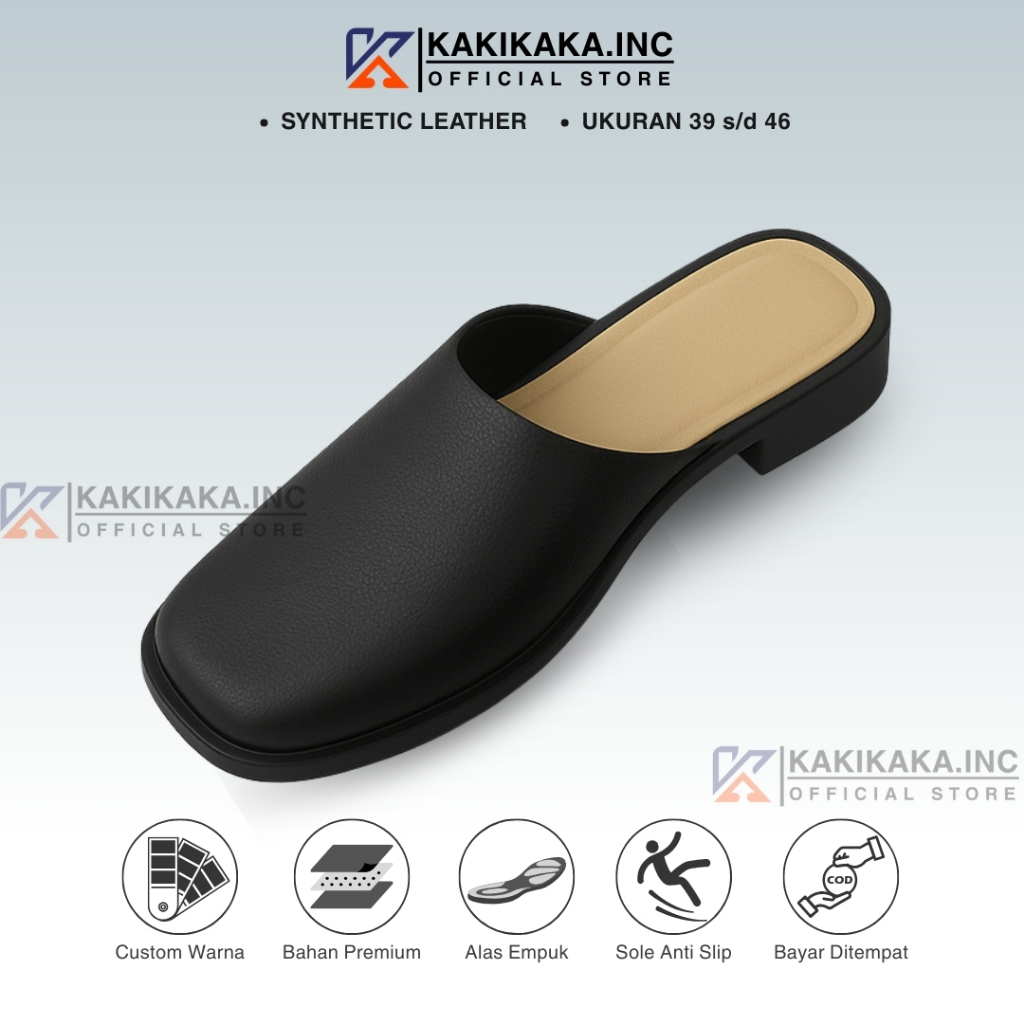 Sepatu Bustong Pria Kulit Selop Akad Nikah Warna Hitam Synthetic Leather