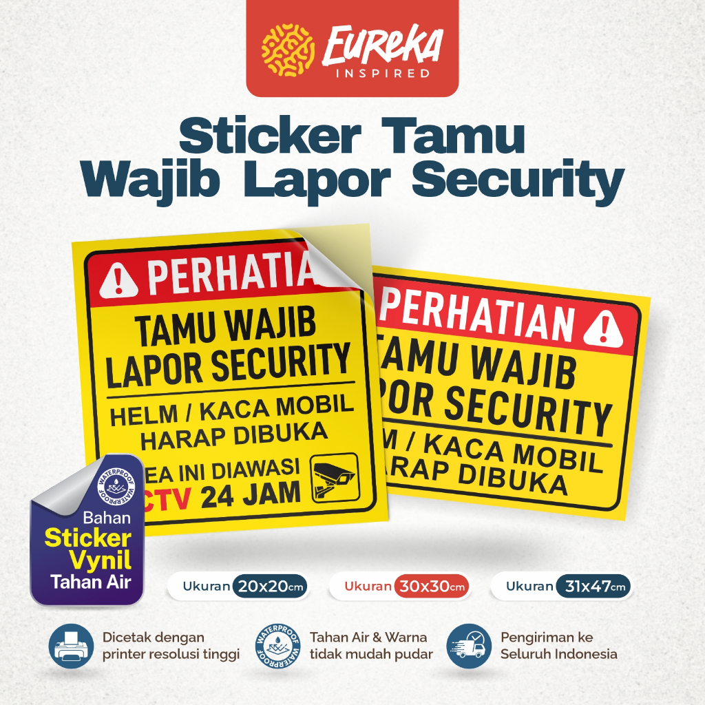 

Stiker Vynil Anti Air Tamu Wajib Lapor Security