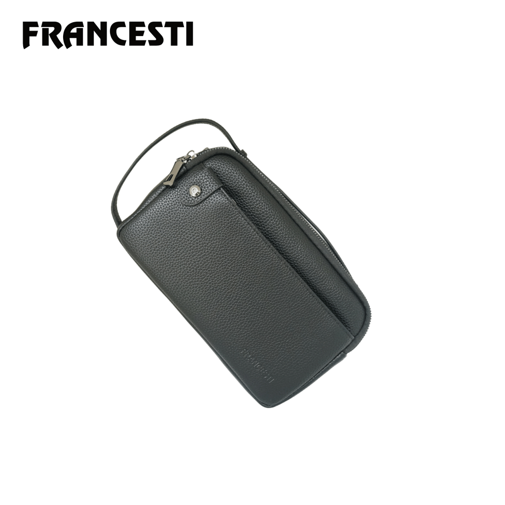 Francesti Clutch Bag Pria 639 kulit PU premium  Black/Tas tangan