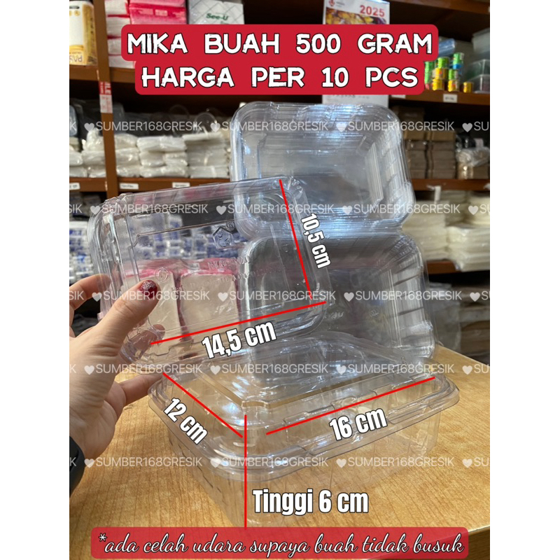[10 pcs] MIKA BUAH 250 gram 500 gram | TEMPAT BUAH MIKA BENING 250 gram 500 gram | MIKA BENING 250 g