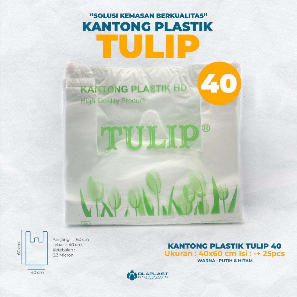 Kantong Kresek Tulip PUTIH 40 Plastik HD GO GREEN