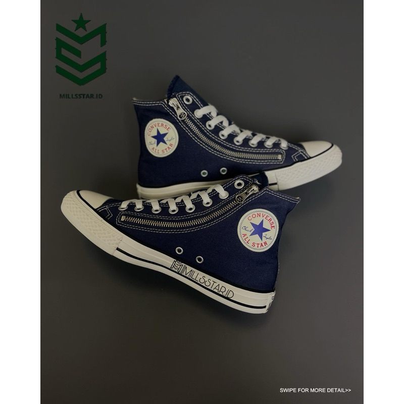 SEPATU CONVERSE CTAS HI DOUBLE ZIPPER BLUE NAVY