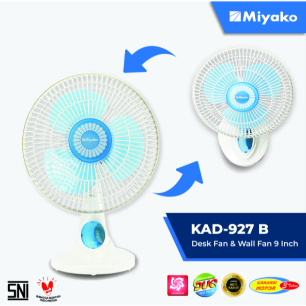MIYAKO KAD-927 B / PL KIPAS ANGIN MEJA KECIL / DESK MINI FAN [ 9" ] MURAH ANGIN KENCANG LOW WATT TUR