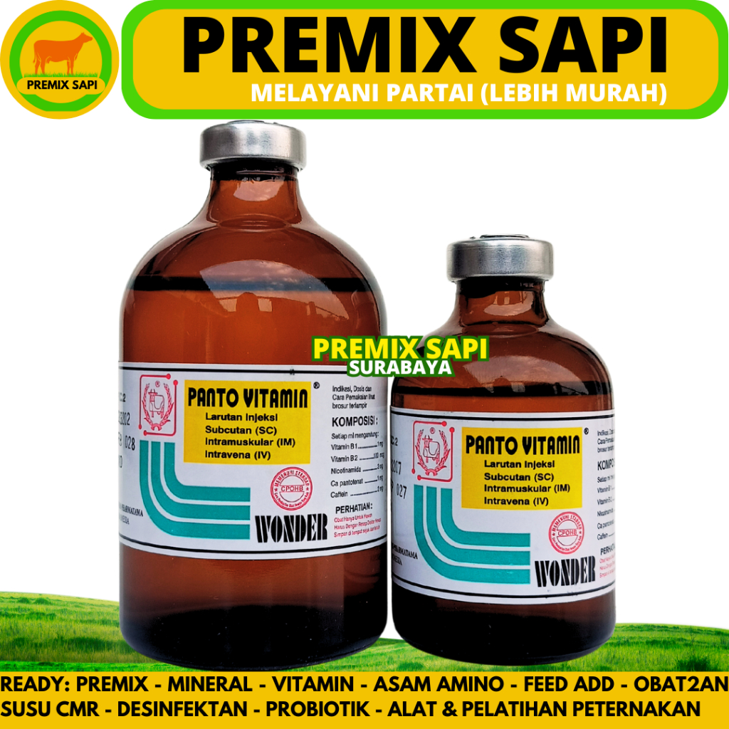 PANTO VITAMIN 100ML & 50ML WONDER - Multivitamin Hewan Injeksi Vitamin Pertumbuhan Penggemuk Nafsu M