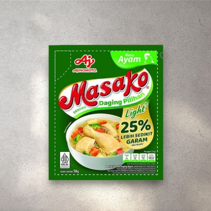 

Ajinomoto Penyedap Rasa Masako Light Ayam 50G