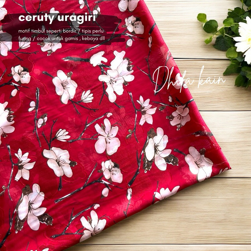 kain sifon uragiri motif bunga timbul / kain ceruty uragiri motif / kain sifon rubiah motif