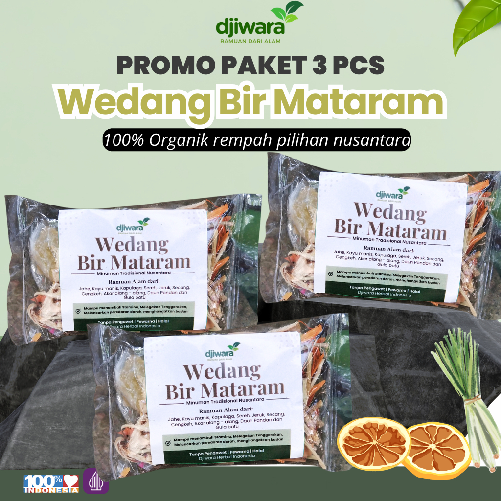 

Djiwara Herbal Wedang Bir Mataram | Wedang Sehat Imun Booster Alami khas kraton yogya + gula batu