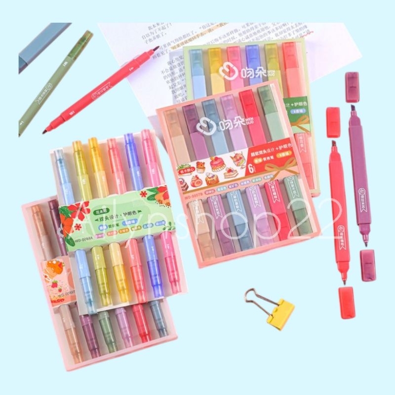 

Stabilo Set /Spidol Warna Warni 6 pcs Dengan 2 Sisi Kepala (2 in1)