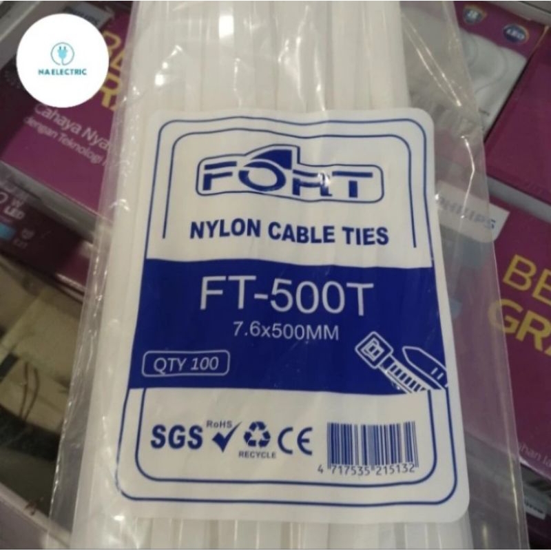 

Fort Cable Ties FT-500T 7.6mmx500mm isi 100Pcs