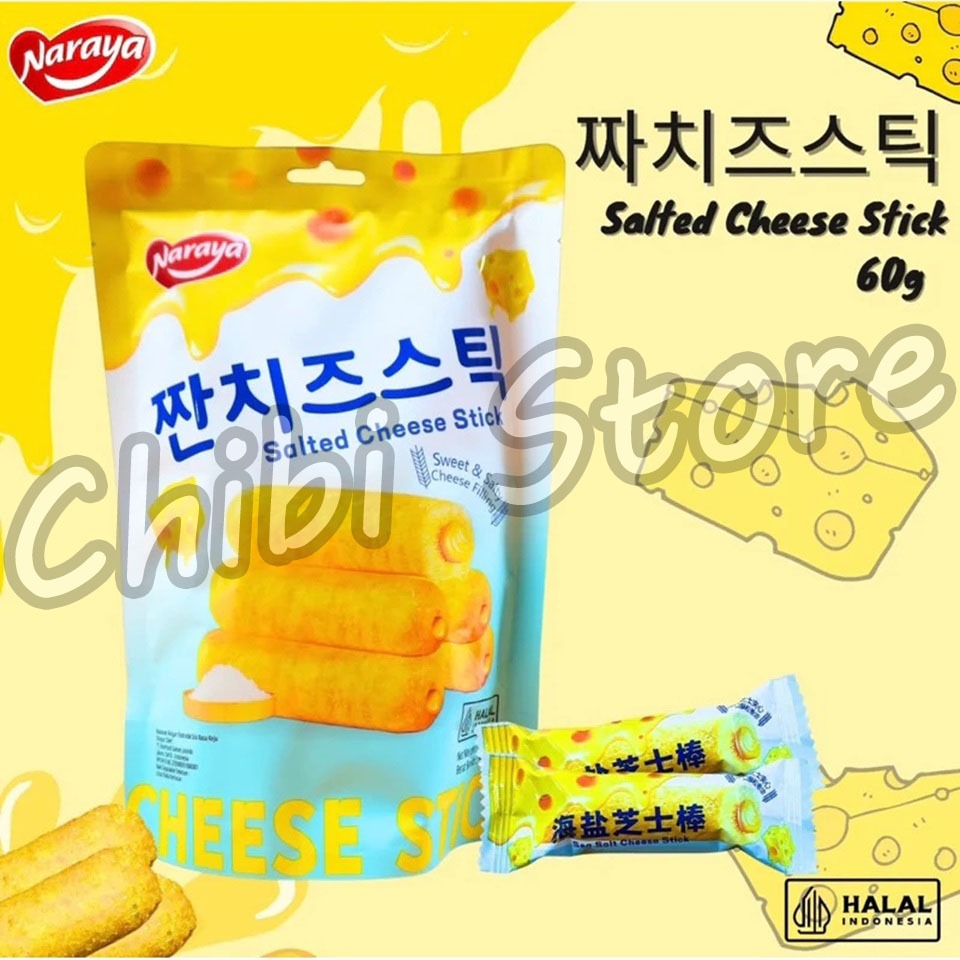 

Naraya Salted Cheese Stick - Sweet Salty Cheese Filling Snack Keju - Cemilan Keju Stick - Makanan Ringan Ekstrudat Stik Rasa Keju 60g