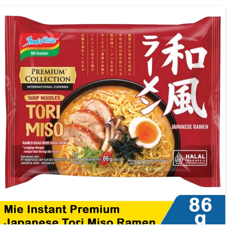 

Indomie Mie Instant Premium Japanese Tori Miso Ramen 86 Gram