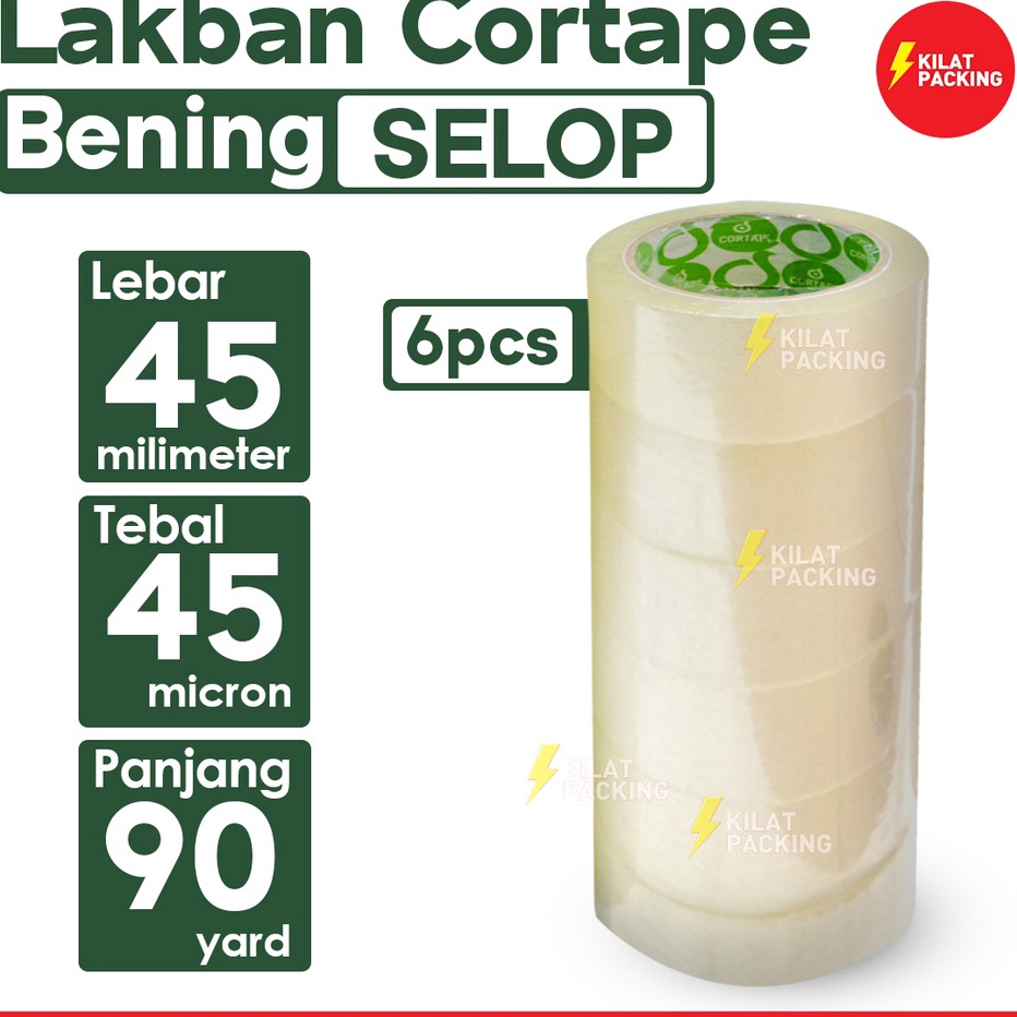 

Lakban Cortape Bening 45 mm x 9 yard Ekonomis Termurah 1 Selop