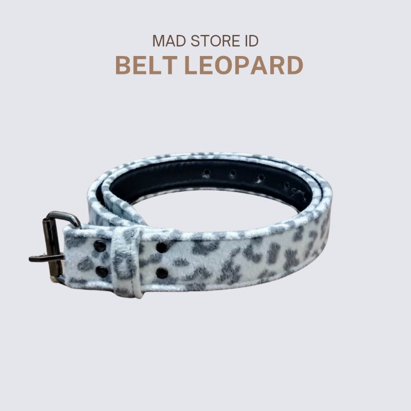 IKAT PINGGANG SABUK BELT LEOPARD GESPER BEBER SKENA LEATHER PRIA WANITA - BELT PUTIH PUCAT LEOPARD k