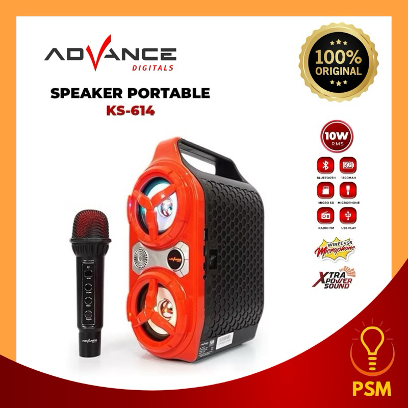 ADVANCE SPEAKER to PORTABLE BLUETOOTH KARAOKE PLUS MIC KS-614