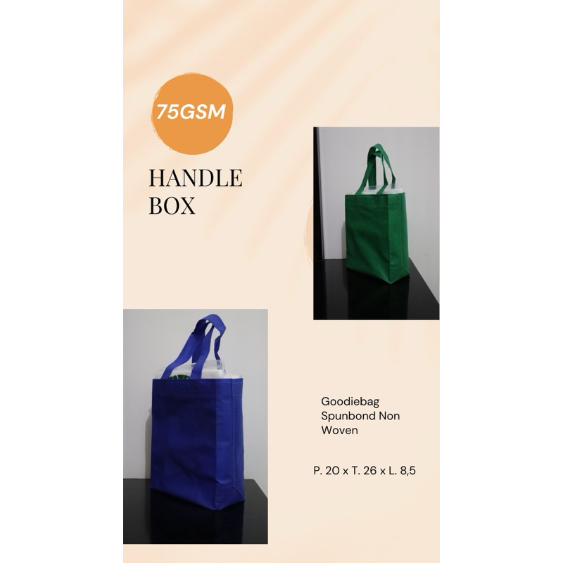 

(HARGA 20 PCS) Tas Spunbond standing 20x26 / Tas Press / Tas Handle box / Goodiebag / Tas souvenir