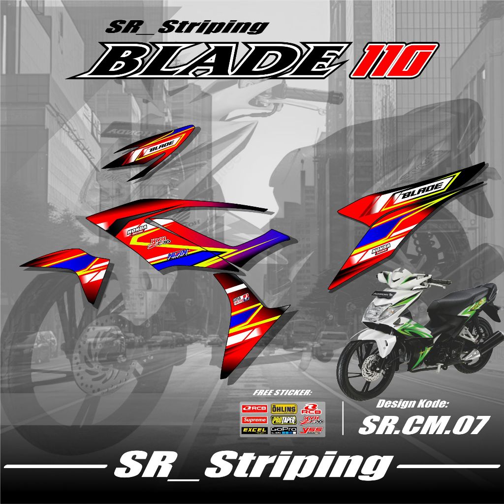 Stiker Striping Blade 110 Sticker Variasi Honda Blade 110 Motif Grafis Simpel Gratis Sticker Sponsor