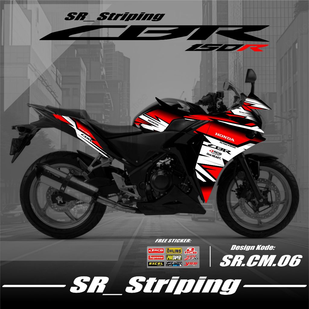 Striping CBR 150R CBU Thailand Variasi - Sticker Stiker Variasi Motor CBR CBU Thailand Desain Grafis