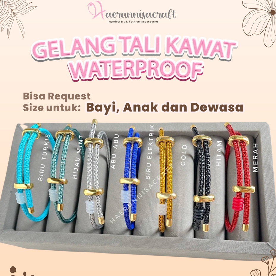 Best Gelang Tali Kawat Waterproof Anti Air Serut Bisa Request size bayi anak  dewasa Untuk Charm Lio