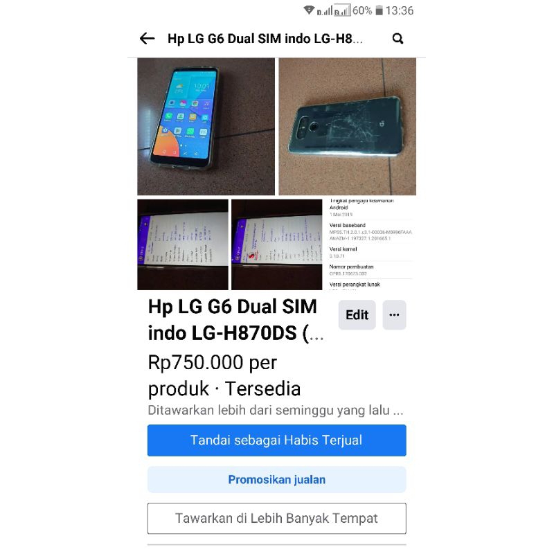 hp LG G6 normal, minus pake