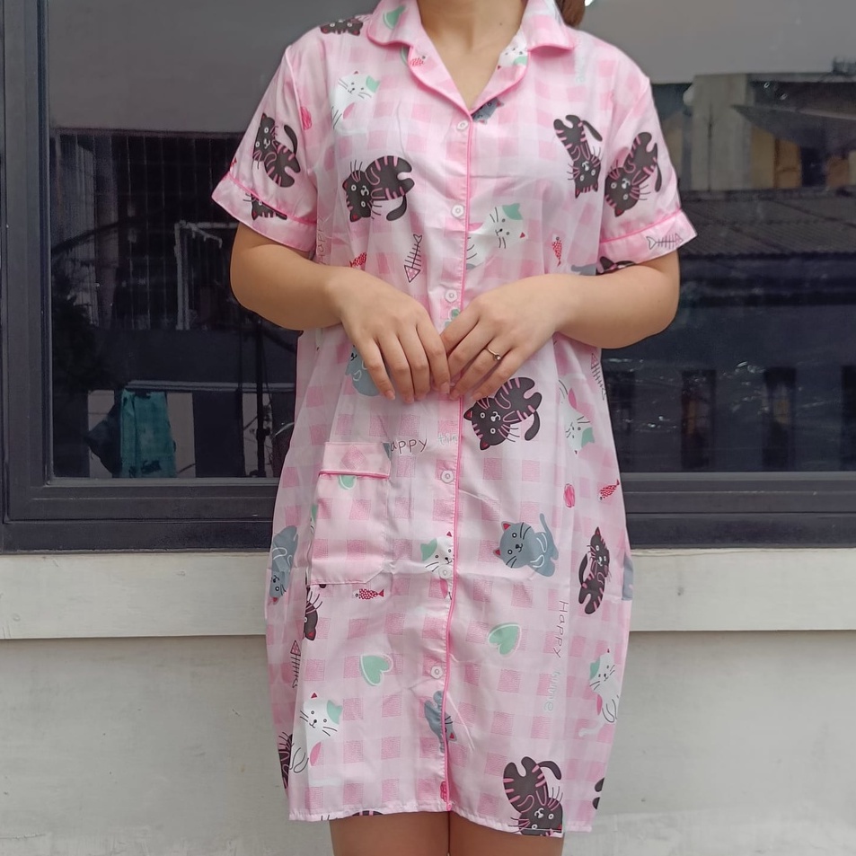 COD JNV Piyama Daster Wanita Motif Karakter  Baju Tidur Daster  Bahan Katun