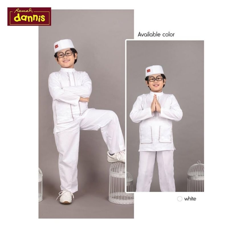 Koko Kids Dannis Takwa Putih Setelan Kemeja Celana Panjang Baju Muslim Anak Laki-laki