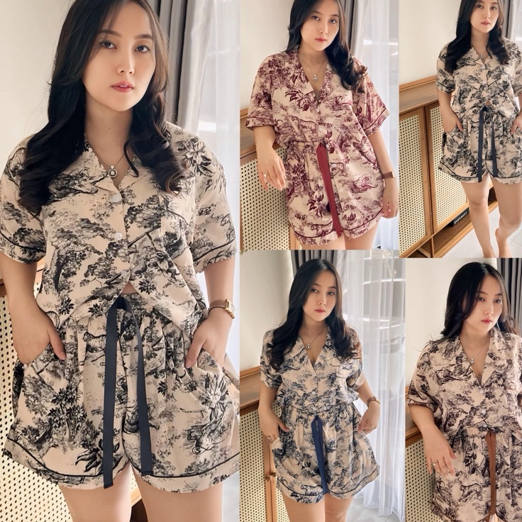 BEST SELLER WENGGO  MILEYA Set  DIOR SERIES  Rayon Premium One Set Celana Pendek Lengan Pendek Wanit