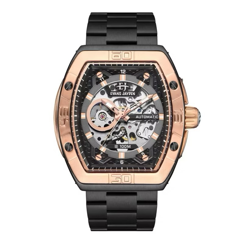 Evans Jayden 9563 ST Rose Gold Black Automatic Ori