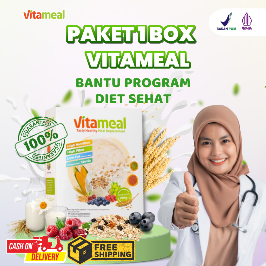 

[DIJAMIN] VITAMEAL Sereal Sehat Bantu Progrm Diet Ampuh Sereal Herbal Diet Sehat Mencegah Hipertensi dan Solusi Diet Alami Tanpa Efek Samping Paket 1 Box