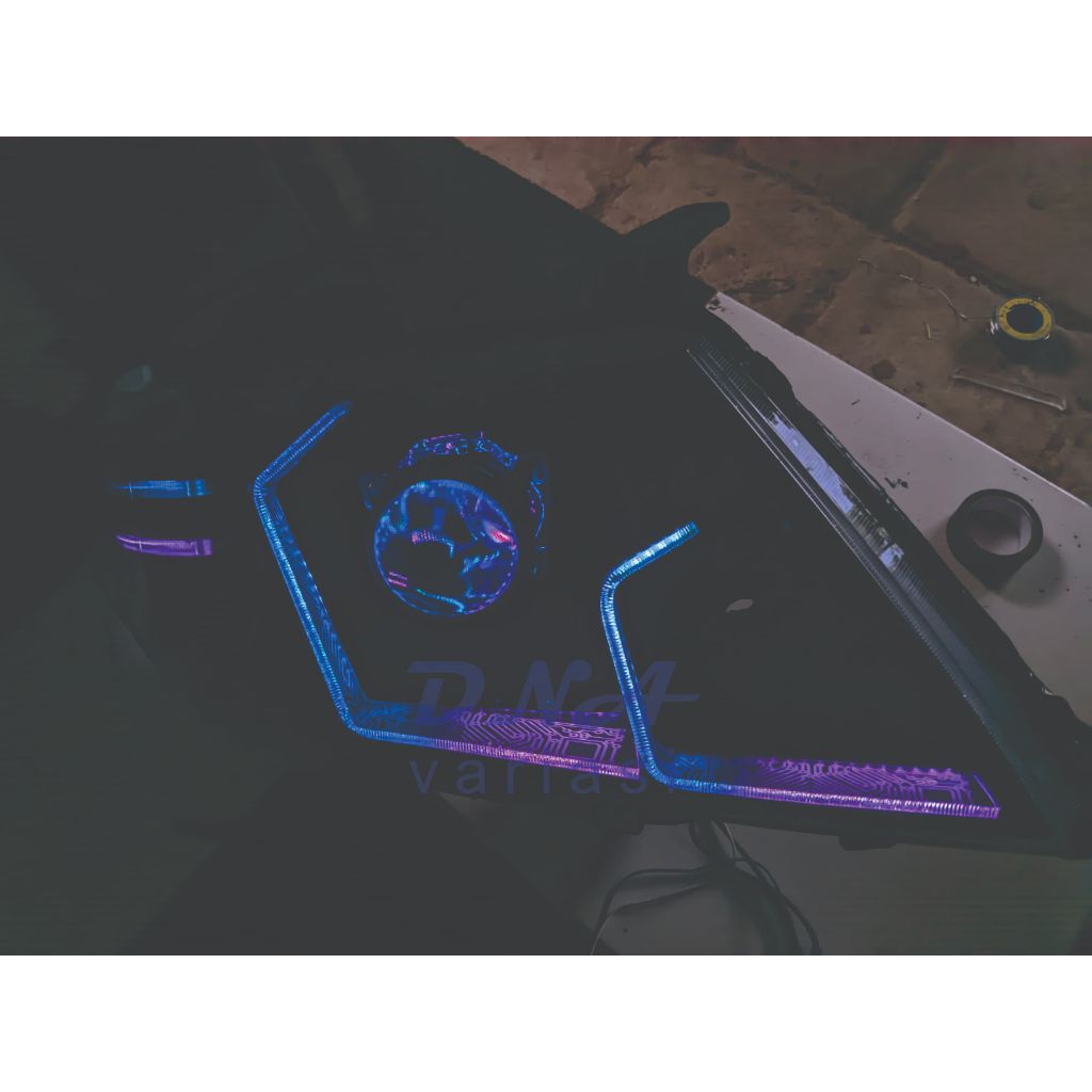 Slim Hexagonal Double Frame DRL Lampu Headlamp Mobil Running Sein LED Aplikasi RGB Lampu Depan Mobil