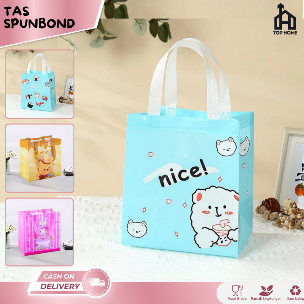 Tas Spunbond / Goodie Bag Spunbond / Spoundbond Bag / Box Kantong Kotak / Tas Spunbond Motif Sanrio