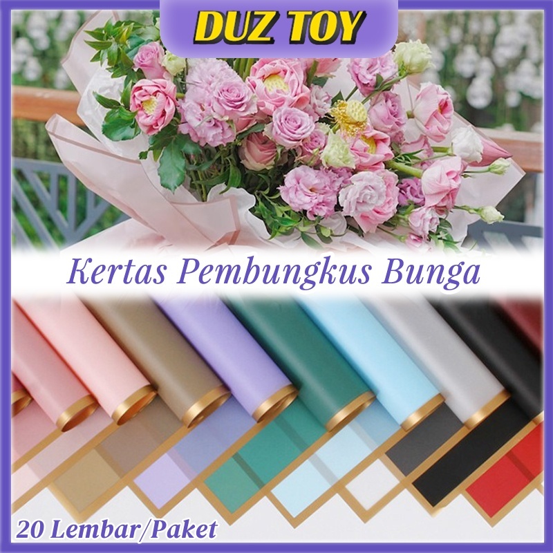 

20 LEMBAR Flower Wrapping Paper Varian List Gold Emas Kertas Buket Bunga Cellophane Florist Goldline