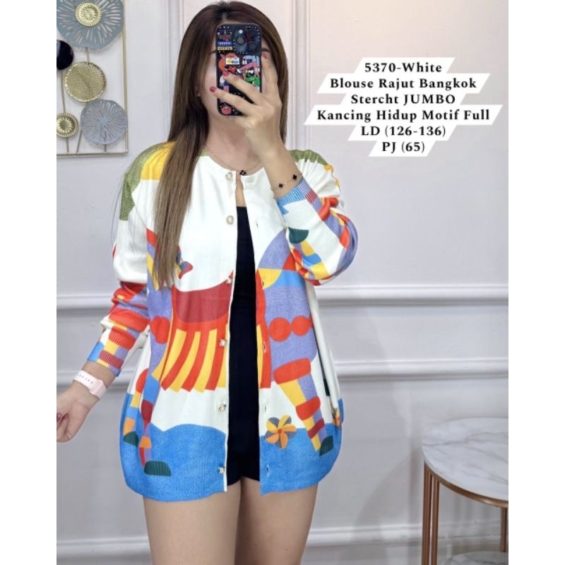 ELL 5370 BLOUSE RAJUT JUMBO STRETCH IMPORT / CARDI RAJUT IMPORT / READY / REALPICT