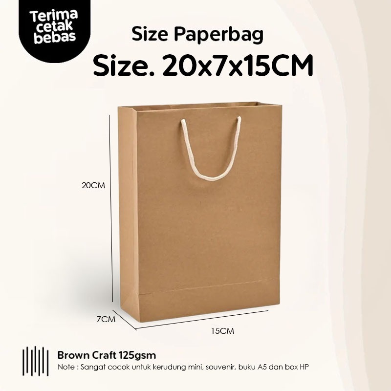 

Paper Bag Coklat Polos 20x7x15 CM / Paperbag Kado Packing Souvenir / Papper Bag Polos Warna Cokelat