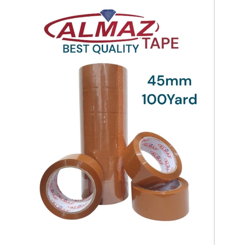 

Lakban Almaz Tape Bening Cokelat Fragile 45mm 100yard / Lakban Bening Cokelat Fragile