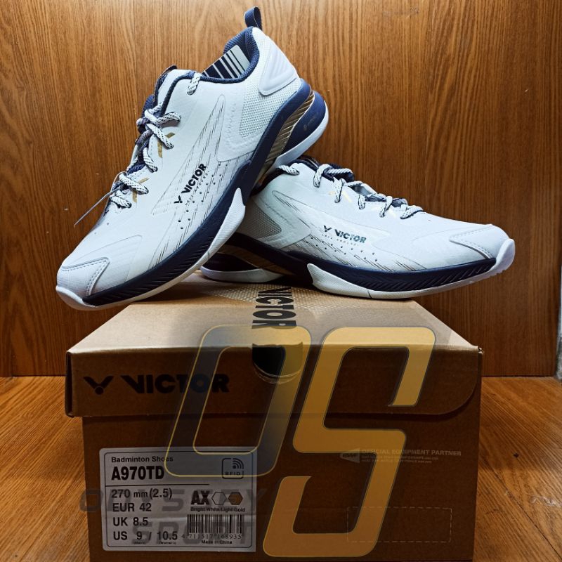 Sepatu Badminton VICTOR A970TD (Bright White/Light Gold) 100% ORIGINAL