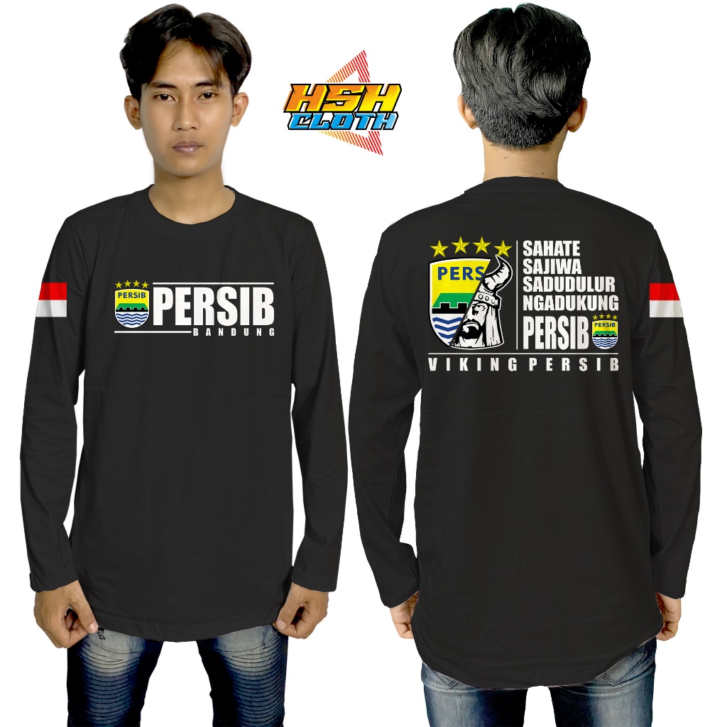 Baju Kaos Distro Lengan Panjang Persib Bandung Bintang 4 Viking Persib Bobotoh Champion Juara  Bisa 