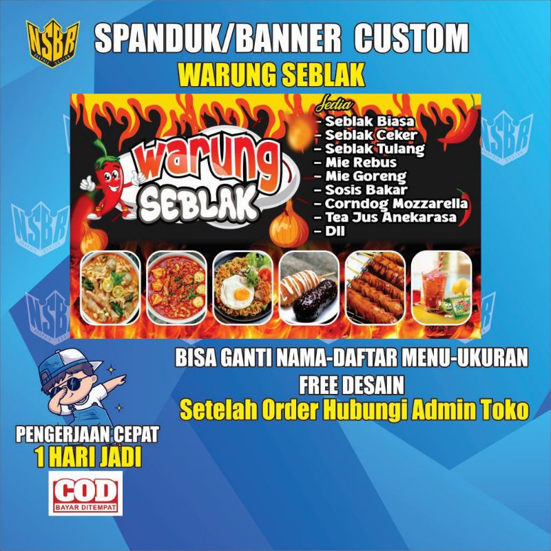 Spanduk Warung Seblak / Spanduk Seblak Bisa Custom Bebas Request Gratis Desain