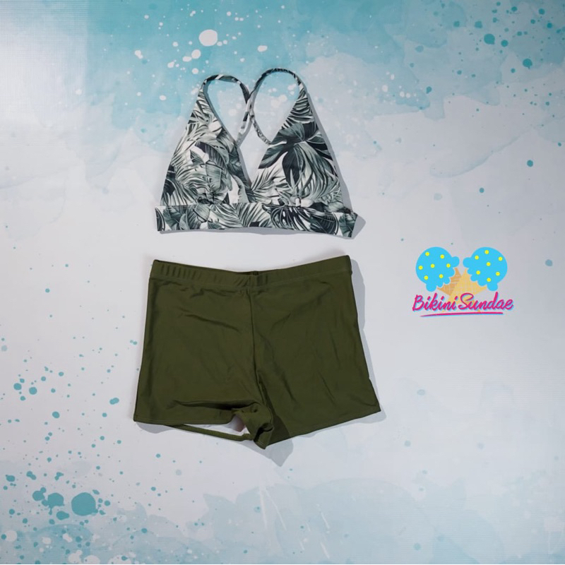 Bikini highwaist boxer green army import