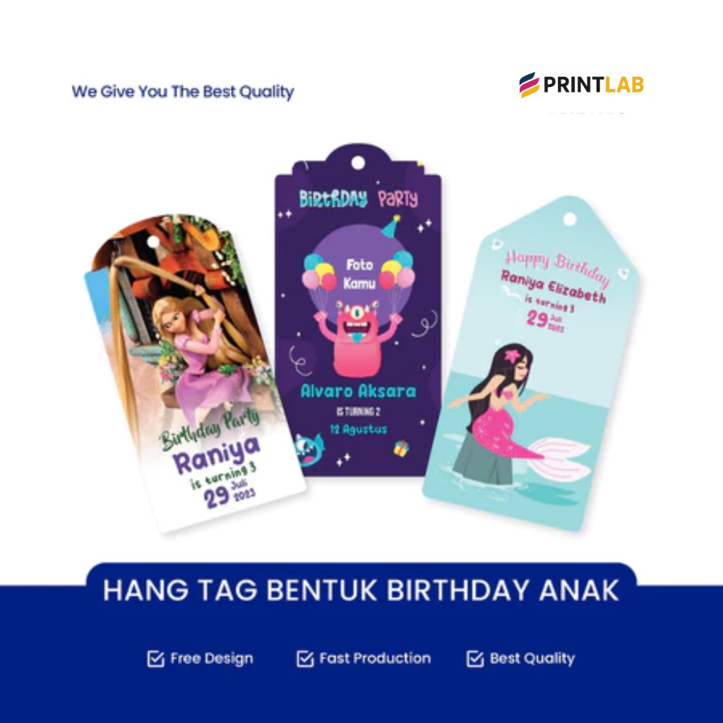 

Print Lab - Hang Tag Bentuk Ulang Tahun Anak - Label Baju Bentuk - Cetak Hangtag Baju Bentuk - Label Merek - Hang Tag custom
