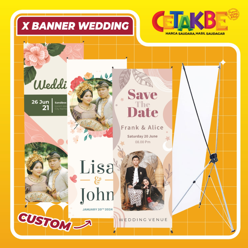 BANNER WEDDING / X BANNER WEDDING / BANNER PERNIKAHAN / BANNER NIKAH / STANDEE BANNER NIKAH / BANNER