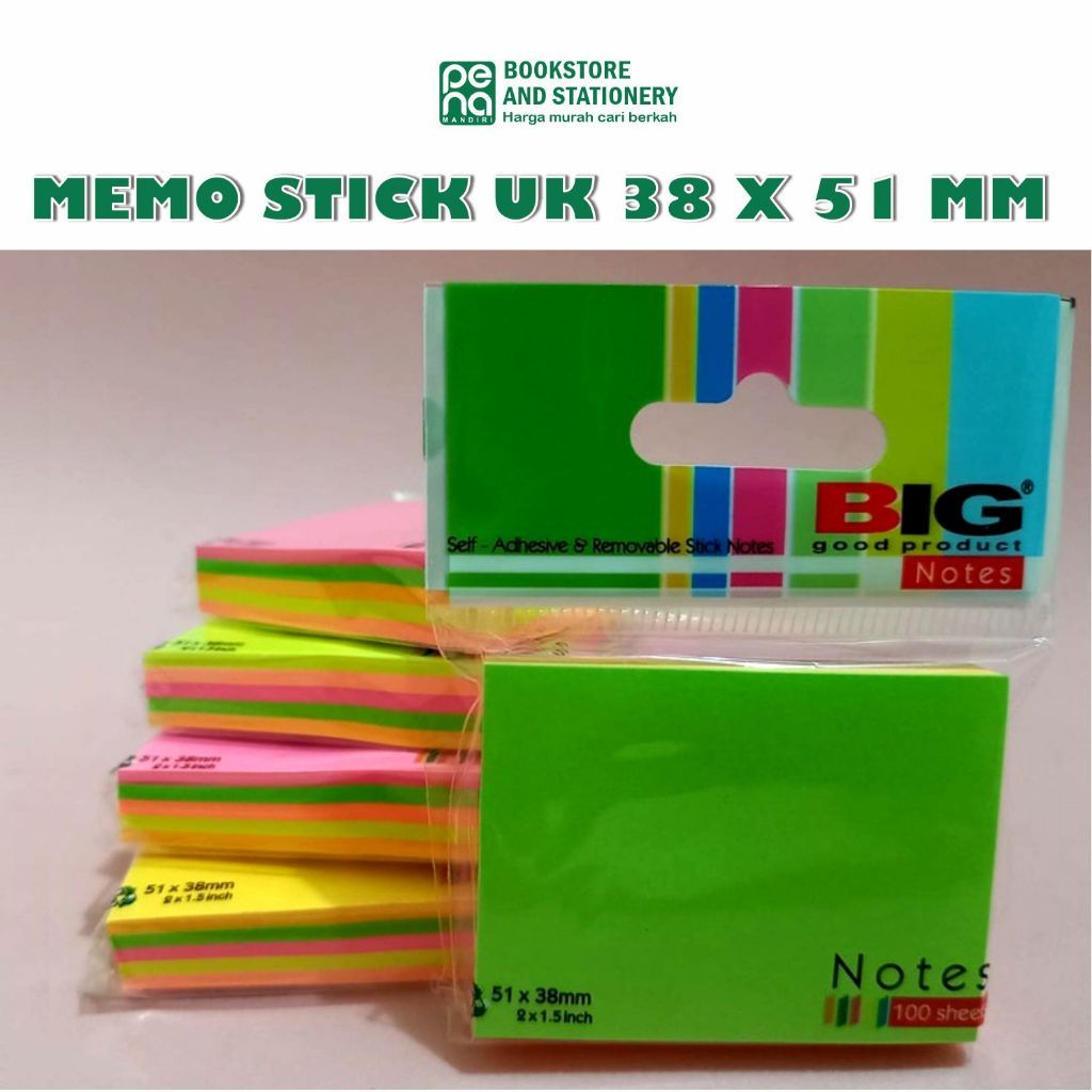Pembatas Buku Kertas Sticky Note Polos Kecil Murah Memo Stick Ukuran 38 X 51 mm  Ukuran Kecil