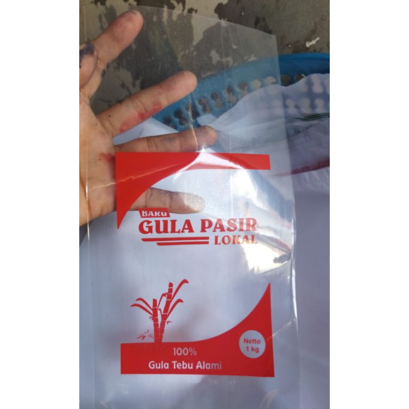 Plastik kemasan gula pasir 1 kg sablon gula pasir lokal