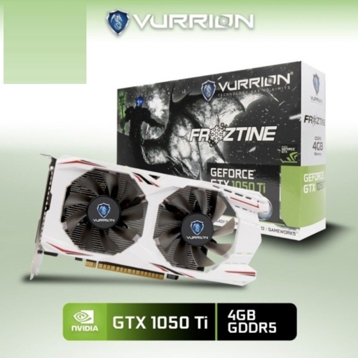 VGA VURRION NVIDIA GEFORCE GTX 1050 Ti 4GB DDR5 1050Ti Dual Fan White